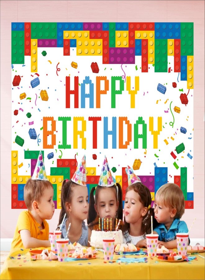 Party Baazaar Building Block Birthday Backdrop 5x4 Ft | Backdrops for Decoration | Birthday Decoration Backdrop | Banner for Kids Theme Party - Image 4